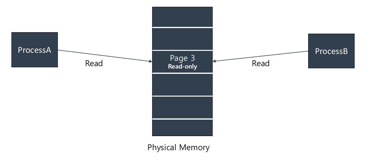COW step 1 — read-only page sharing